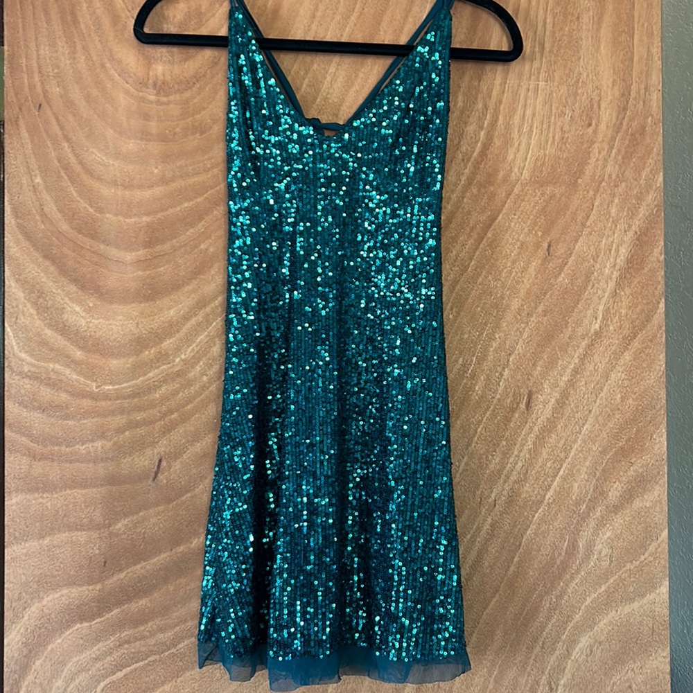 Teal sequins free people dress